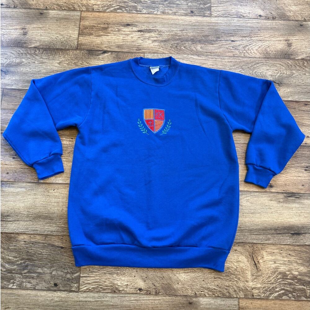 Vintage Kelly's Kids Preppy Royal Blue Fleece Crewneck Sweatshirt